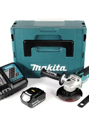 Meuleuse d'angle sur batterie Makita DGA 454 RG1J 18 V 115 mm + 1x batterie 6,0 Ah + chargeur + Makpac Promotion