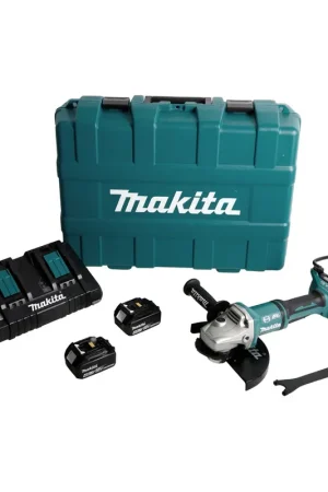 Makita DGA 900 PMKX2 Meuleuse d'angle sans fil 36V ( 2x18V ) 230mm Brushless + 2x Batteries 4,0Ah + Chargeur d'ouble + Écrou de serrage rapide ''Ezynut'' + Coffret Offre Limitée