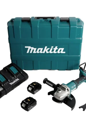 Makita DGA 900 PGKX2 meuleuse d'angle sur batterie 36V (2x18V) 230mm brushless + 2x batterie 6,0Ah + double chargeur + Ezynut + étui Promotion Saisonnière