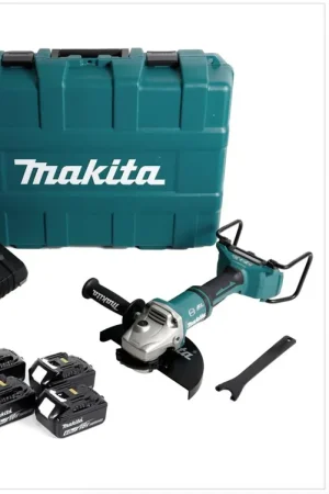 Makita DGA 900 G4KX2 meuleuse d'angle sur batterie 36V (2x18V) 230mm brushless + 4x batterie 6,0Ah + double chargeur + Ezynut + étui Commander Vite