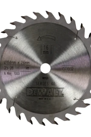 DeWalt DT 1002 QZ Lame de scie Universelle 184 x 2,6 x 16 mm avec 28 Dents HM Promotion