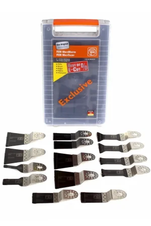 Authentique Fein E-Cut lames de scie MultiMaster / MultiTalent Starlock - 14 pièces, 4x E-Cut Universal, 10x E-Cut Long-Life