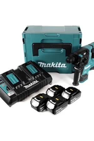 Retour Gratuit Makita DHR 280 PM4J 2 x 18 V 36 V Li-Ion Marteau perforateur sans fil 28 mm Brushless pour SDS-PLUS en Makpac + 4 x 4,0 Ah batterie + chargeur double
