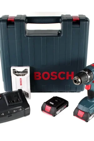Nouveauté Bosch Professional GSR 18 V-21 Perceuse-visseuse sans fil + Coffret de transport + 2x Batteries GBA 2,0 Ah + Chargeur GAX 18V-30 + Porte-embouts avec 25 pièces ( 06019H1070 )