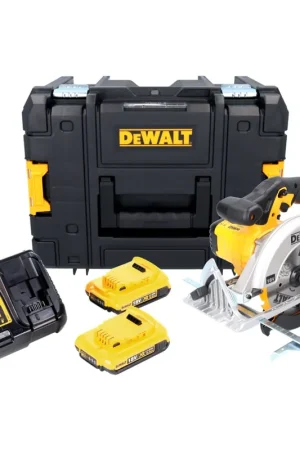 DeWalt DCS 391 D2 Scie circulaire portative sans fil 18 V 165 mm + 2x batterie 2,0 Ah + chargeur + TSTAK Offre Exclusive