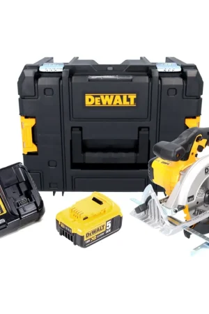 Réduction DeWalt DCS 391 P1 Scie circulaire portative sans fil 18 V 165 mm + 1x batterie 5,0 Ah + chargeur + TSTAK