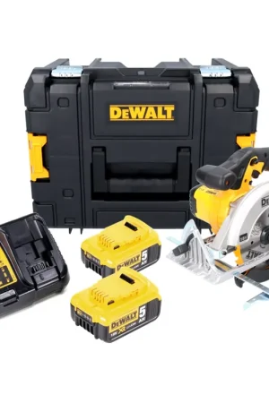 DeWalt DCS 391 P2 Scie circulaire portative sans fil 18 V 165 mm + 2x batterie 5,0 Ah + chargeur + TSTAK Bon Marché