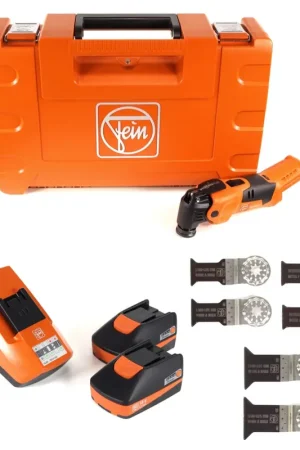 Dernière Chance FEIN AFMM 18 QSL C 18 V Li-Ion Machine Oscillante sans fil MultiMaster + Coffret de transport + 2 x Batteries 2,5 Ah + Chargeur + Lames de scie