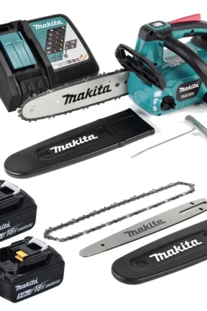 Tronçonneuse à batterie Makita DUC 254 RT 18 V 25 cm sans balais + 2x batteries 5,0 Ah + chargeur + kit d'accessoires de sculpture Jusqu'à Épuisement Des Stocks