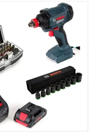 Bosch GDX 18 V-180 Li-Ion Visseuse-boulonneuse à chocs sans fil + 1x Batterie 4,0 Ah ProCore + Chargeur + Jeu de clés à douilles + 32 pcs Set Bit Must-Have