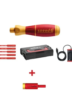 Wiha speedE® Tournevis électronique - Set 1 + Coffret L-Box - 10-pièces + 2x Batteries 1,5 Ah + Chargeur + Embouts + adaptateurs Easy Torque 2,0 Nm ( 41911 ) Must-Have