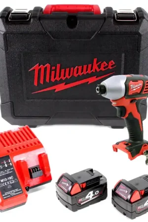 Clé à chocs Milwaukee M18 BID-402 C avec batterie Li-Ion 18 V en coffret + 2 batteries 4,0 Ah + chargeur Offre Exclusive