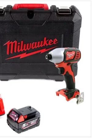 Pas Cher Clé à chocs Milwaukee M18 BID-501 C avec batterie Li-Ion 18 V en coffret + 1 batterie 5,0 Ah + chargeur