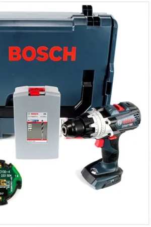 Perceuse-visseuse sans fil Bosch GSR 18 V-85 C 18 V 110 Nm Solo en L-Boxx avec module de connectivité GCY 30-4 + jeu de 25 forets hélicoïdaux Must-Have