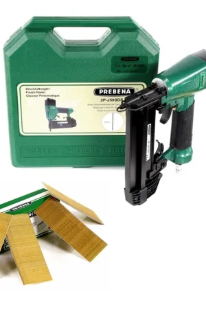 Prebena 2P-J50SDS Cloueur pneumatique 5-7 bar + Coffret de transport + 4000x Pointes Brads 50mm - en acier galvanisé, résine Pas Cher
