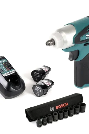 Meilleur Choix Makita TW 100 DWE Clé à chocs sans fil 10,8 V 3/8" + 2 x batterie BL 1013 1,3 Ah + chargeur DC 10 WA + jeu de 9 clés à douilles 3/8"