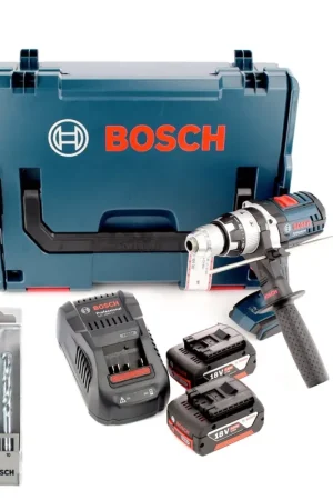 Réduction Perceuse à percussion sans fil Bosch GSB 18 VE-2-Li 18V Li-Ion Professional en L-Boxx + 2x batterie et chargeur 5,0 Ah + set de forets à pierre Bosch 5 pièces Impact 4 - 10 mm