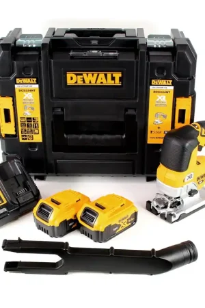 Quantité Limitée DeWalt DCS 334 P2 Scie sauteuse pendulaire sans fil 18V sans balais + 2x Batteries 5.0Ah + Chargeur + Coffret de transport TSTAK