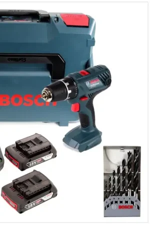 Meilleur Choix Bosch Professional GSR 18V-21 perceuse-visseuse sans fil 18V 55Nm + 2x batteries 2,0Ah + chargeur + set de perceuses à bois + L-Boxx
