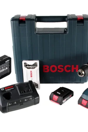 Nouveauté Bosch Professional GSR 18V-21 Perceuse-visseuse sans fil 18V 55Nm + 2x Batteries 2,0 Ah + Chargeur + Coffret de transport + Set d'embouts