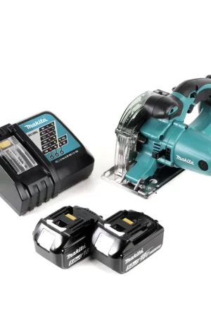 Satisfait Ou Remboursé Makita DCS 552 RT 18 V sans fil scie circulaire portative pour métaux 136 mm + 2x 5,0 Ah batterie et chargeur + lame de scie et lunettes de protection