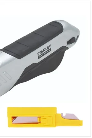 Stanley FATMAX Met. Couteau de sécurité ( FMHT10370-0 ) + 10x Stanley Lames trapézoïdales 1992 non perforées rondes ( 2-11-987 ) Must-Have