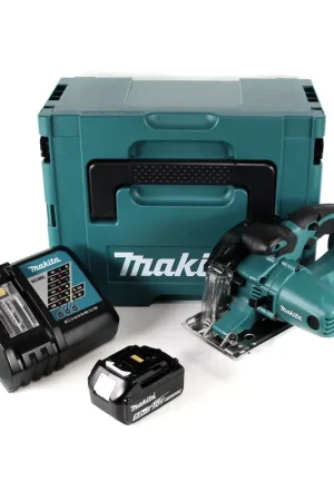 Makita DCS 552 RT1J Scie circulaire portative métal 18 V sans fil 136 mm en Makpac + 1x batterie 5,0 Ah et chargeur + lame de scie et lunettes de protection Soldes