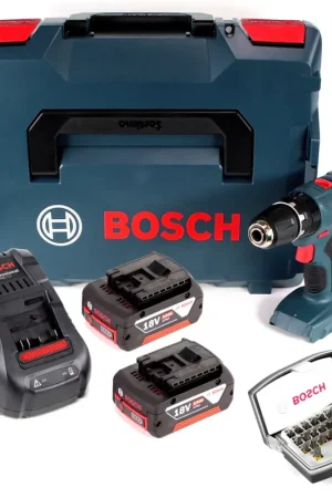 Top Vente Bosch Professional GSB 18V-21 Perceuse-visseuse à percussion sans fil 18V 55Nm + 2x Batteries 5,0Ah + Chargeur + Embouts + Coffret L-Boxx