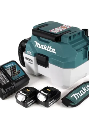 Top Vente Makita DVC 750 LRTX1 Aspirateur sans fil eau/poussière 18V + 2x Batteries 5,0Ah + Chargeur - sans accessoires