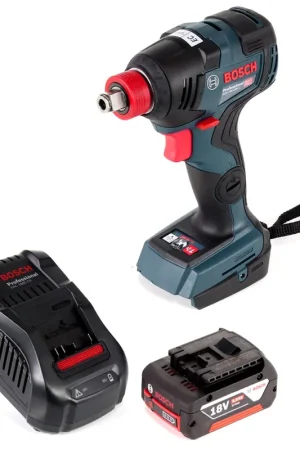 Remise Clé à chocs rotative Bosch GDX 18 V-200 C Professional avec batterie Li-Ion 18 V + 1 batterie 5,0 Ah + chargeur - sans étui
