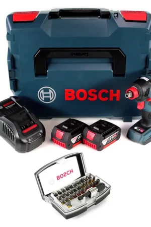 Dernier Modèle Bosch GDX 18 V-200 C Professional Clé à chocs rotative sans balais avec batterie Li-Ion 18 V en L-Boxx + 2 batteries 6,0 Ah + chargeur + jeu d'embouts 32 pièces