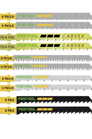 Haute Qualité Festool STS-Sort/50 W Jeu de lames de scie sauteuse pour bois - 50 pièces (Wood Fine Cut, Wood Universal, Wood Straight Cut, Wood Curves, Wood Basic) (204275)