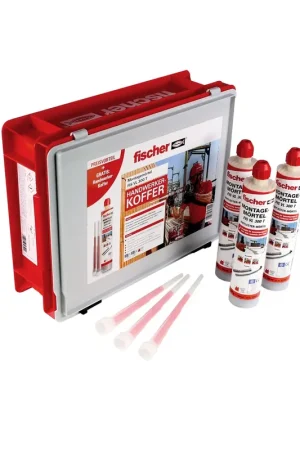 Acheter Direct Fischer FIS VL 300 T Résine de montage ( Coffret de résine vinylester ) - 10x Cartouches + 20x Becs mélangeurs + Valise d'artisan HWK ( 548655 )