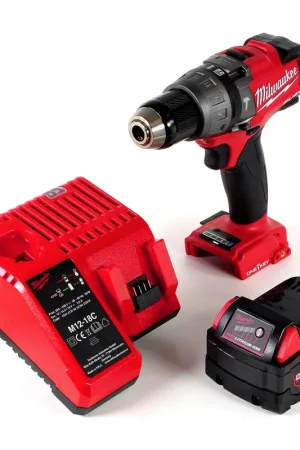 Achat Immédiat Milwaukee M18 ONEPD2-401C Perceuse à percussion One-Key™ sans fil Li-Ion, sans balai + 1x Batterie B4 4,0 Ah + 1x Chargeur