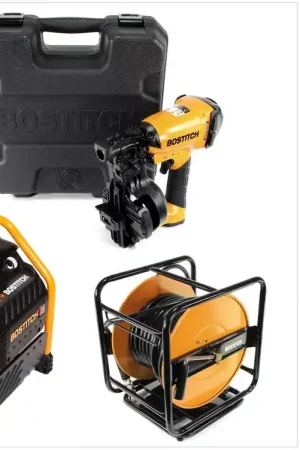 Seulement Aujourd'hui Cloueur à air comprimé Bostitch RN46K-1-E CT + compresseur de chantier RC10SQ-E + tuyau d'air comprimé CPACK30 30m + mallette