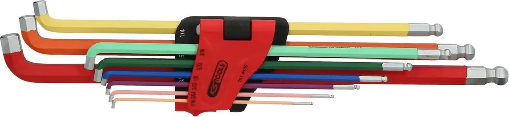 KS TOOLS Jeu de clés mâles coudées à six pans creux et tête sphérique, coudées à 108°, 9 pièces, pouces ( 151.4430 ) Quantité Limitée
