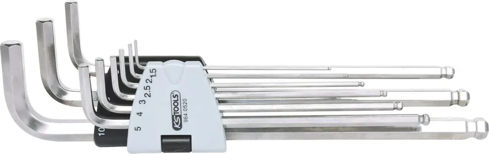 Authentique KS TOOLS Jeu de clés mâles coudées pour vis 6 pans, EDELSTAHL XL, 9 pcs ( 964.0520 )