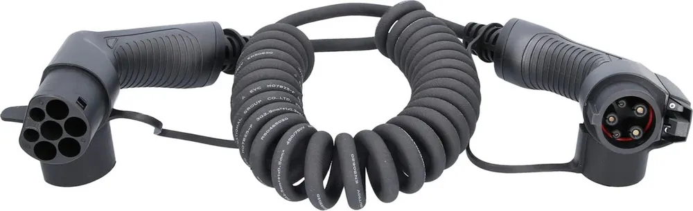 KS TOOLS Câble de charge efuturo spiralé, connecteur du type 2 vers le type 1, monophase, jusqu’à 3,7 kW, 16 A, 230 V, mode 3, 5 mètres ( 117.7310 ) Bon Plan