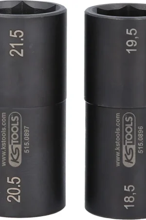 Prix Promo KS TOOLS Jeu de douilles à chocs spéciales 1/2' pour jantes aluminium, pour Ford, 18,5 / 19,5 / 20,5 / 21,5 mm, 2 pcs ( 515.0895 )
