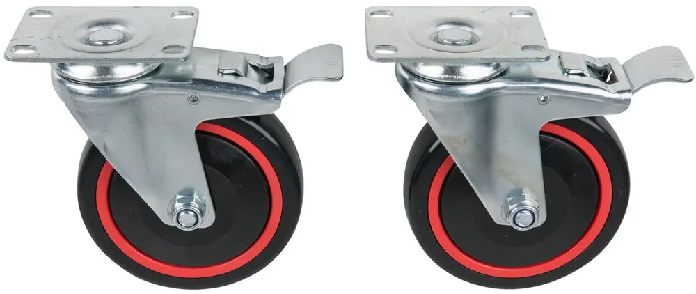 Populaire KS TOOLS Jeu de roues pivotantes RACINGline, avec frein de roulement et de rotation, incl. vis ( 826.9505 )