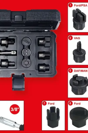 KS TOOLS Kit de profilés spéciaux 3/8' de service à huile pour les vis en plastique d’évacuation de l’huile, 9 pcs ( 150.1040 ) Nouvelle Collection