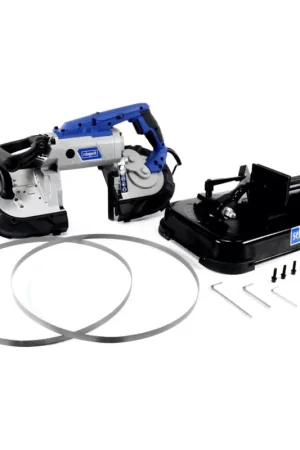 Solde Scheppach MBS 1100 Scie à ruban 127/80 mm 1100 W + Table de sciage + 2x Ruban de sciage M42 ( 5901507901 )
