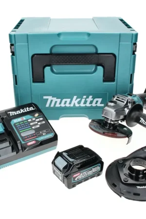 Commander Maintenant Meuleuse d'angle sur batterie Makita GA 005 GD101 40 V max. 125 mm sans balais XGT + 1x batterie 2,5 Ah + chargeur + hotte d'aspiration + Makpac