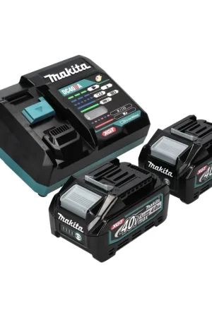 Bon Marché Makita Kit de démarrage batterie 40 V max + 2x Batteries BL 4040 4,0 Ah XGT (2x 191B26-6) + Chargeur (191E07-8)