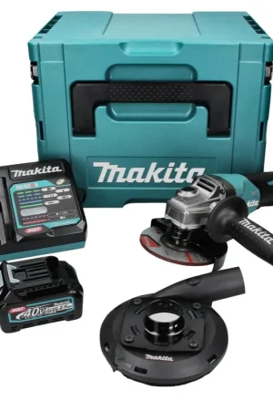 Meuleuse d'angle sur batterie Makita GA 016 GD101 40 V max. 125 mm sans balais XGT + 1x batterie 2,5 Ah + chargeur + hotte d'aspiration + Makpac Bon Plan