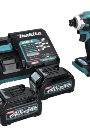 Makita TD001GD2 Visseuse à percusion sans fil 220Nm 40V 1/4" XGT Brushless + 2x Batteries 2,5Ah + Chargeur Vente Directe