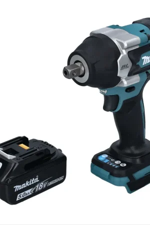 Dernier Modèle Makita DTW 701 T1 Visseuse à choc sans fil 18 V 700 Nm 1/2'' XPT Brushless + 1x batterie 5,0 Ah - sans chargeur