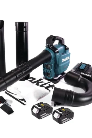 Makita DUB 363 PM2V Souffleur / aspirateur de feuilles à batterie 36 V ( 2x 18 V ) Brushless + kit d'aspiration + 2x batterie 4,0 Ah + chargeur double Meilleur Prix
