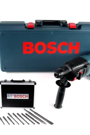 Usine Directe Bosch GBH Perceuse à percussion sans fil 18V-26 D Bulldog 18 V 2.5 J SDS plus brushless + Jeu de perceuses et burins - 11 pièces.Certifié PGM + Mallette - sans accessoires