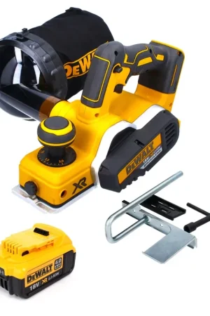 Raboteuse à batterie DeWalt DCP 580 N 18 V 82 mm sans balais + sac à poussière DWV 9390 + 1x batterie 4,0 Ah - sans chargeur Satisfait Ou Remboursé